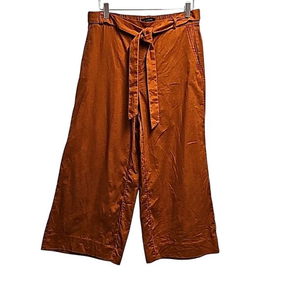 Banana Republic Wmn Wide Leg Cropped Pull On 2 PocketTie Waist Pants Size 6P - Picture 1 of 7